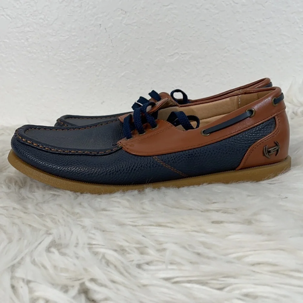 Phat Farm Men's Blue/Brown Boat Shoes Size 10.5